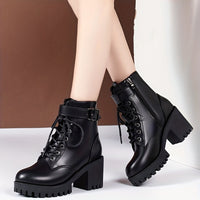 Ranger style ankle boots with inner zip and laces