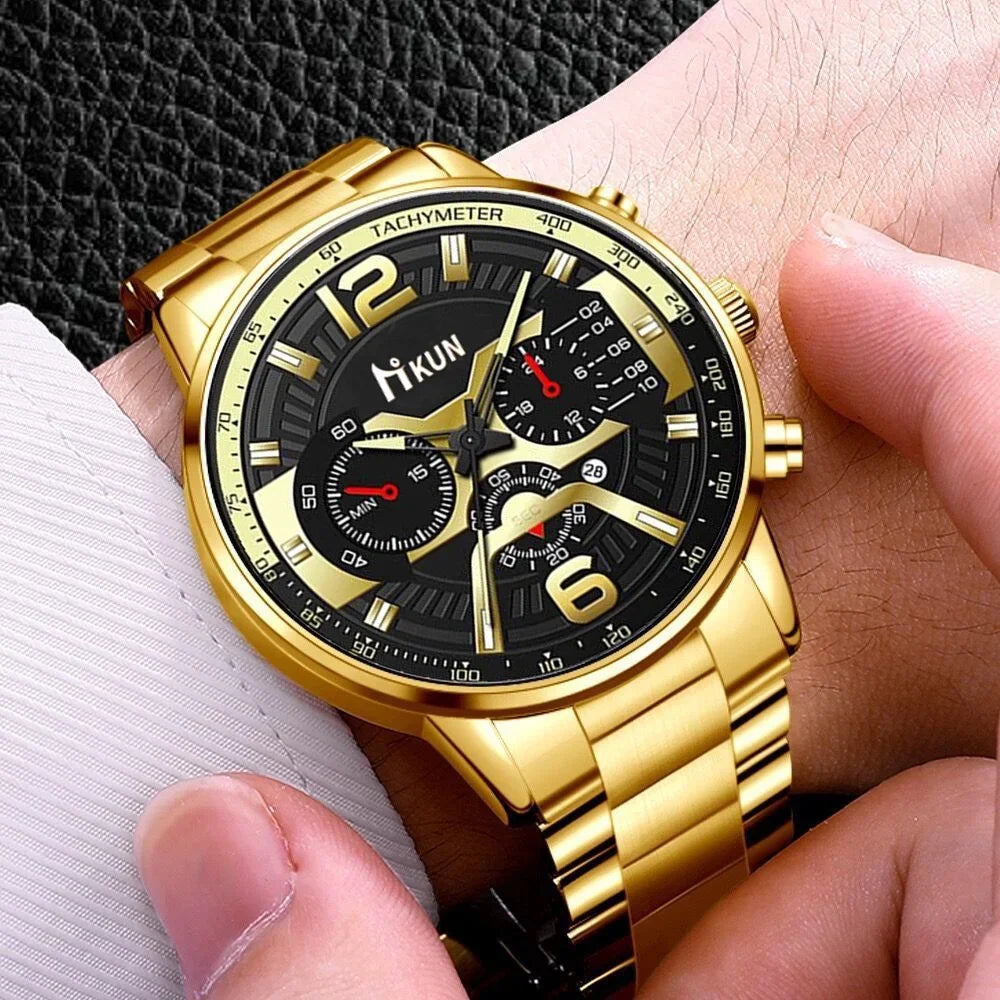 Watch  Luxury Gold Stainless Steel Quartz Wristwatch