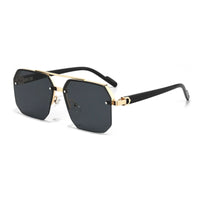 Retro Oversized Double Bridge Metal Sunglasses UV400