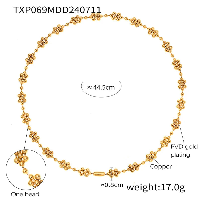 Copper Beaded Necklace Bracelet For Women 18K Gold Plated Waterproof No Tarnish Women's Necklaces Bracelets Woman Jewelry Sets