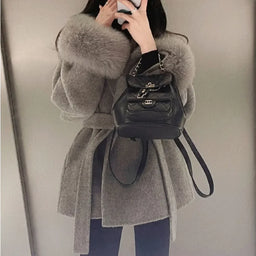 Premium Double-Faced Genuine Wool Fur Coat