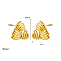 Gold Plated Textured Knot Twisted Geometric Stud Earrings