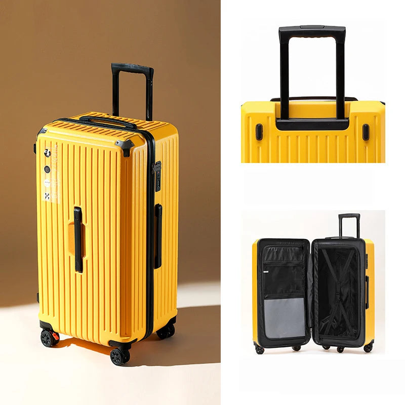 Large Capacity Valise Smart Travel Trolley Suitcase Luggage With USB Charger And Cup Holder