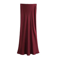 XNWMNZ Flowy Satin Midi Skirt