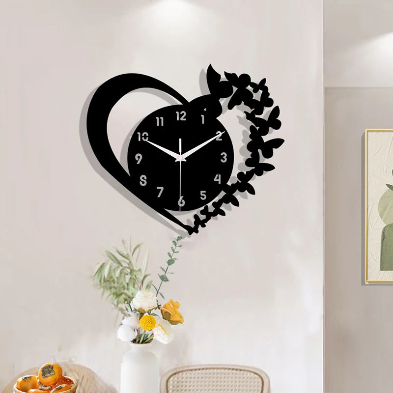 Heart Shaped Frameless Acrylic Silent Clock