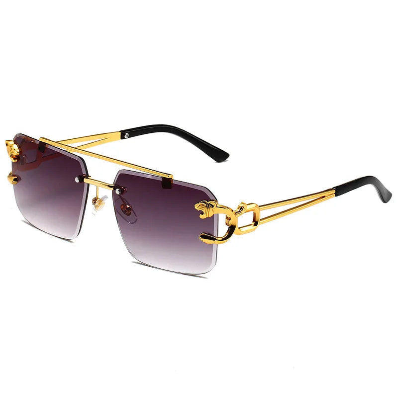 Trendy rectangular rimless sunglasses