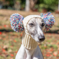 Italian Greyhound Whippet Hat with Fur Ball for Pet Winter Elastic Wool Hat for Puppy Large Dog