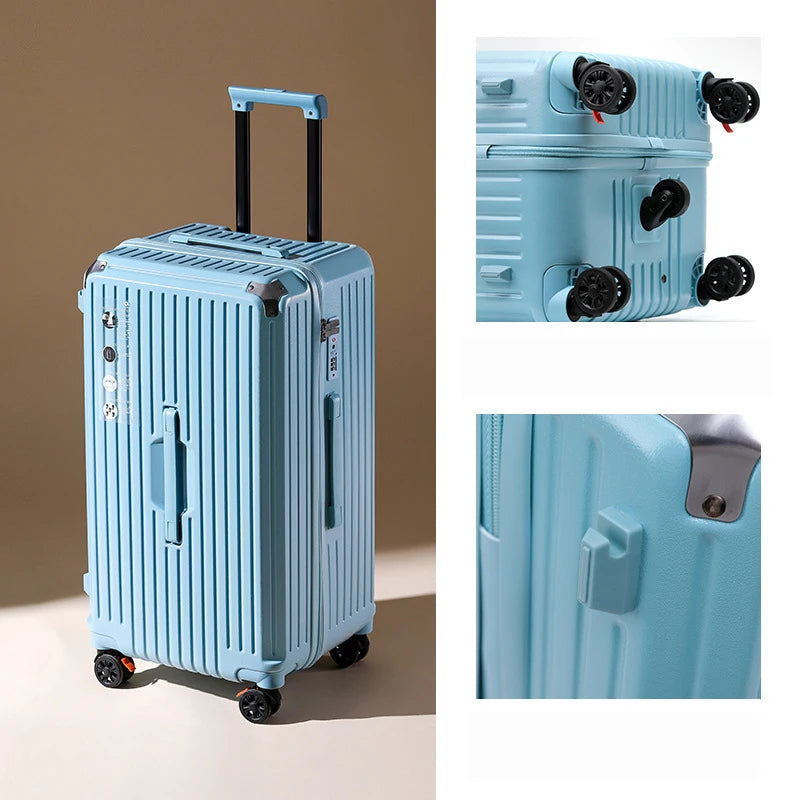 Large Capacity Valise Smart Travel Trolley Suitcase Luggage With USB Charger And Cup Holder