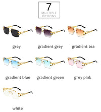 Trendy rectangular rimless sunglasses