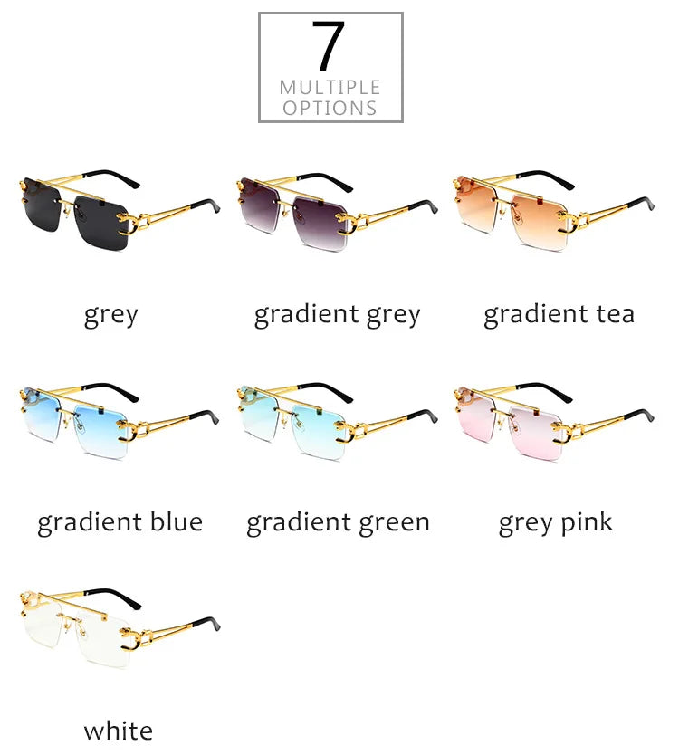 Trendy rectangular rimless sunglasses