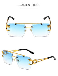 Trendy rectangular rimless sunglasses