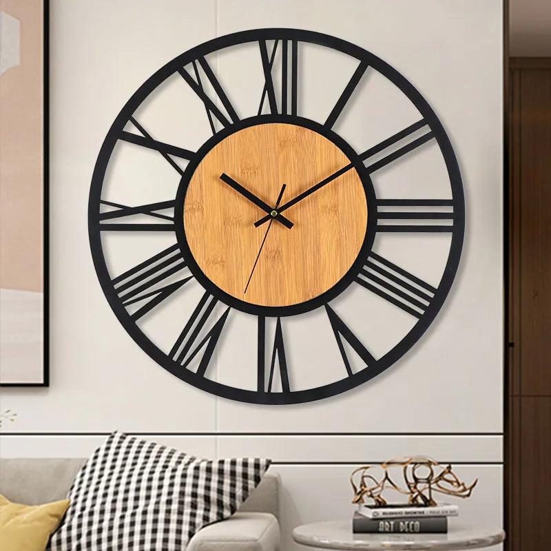 Large 3D Nordic Wall Clocks Roman Numerals Retro Round