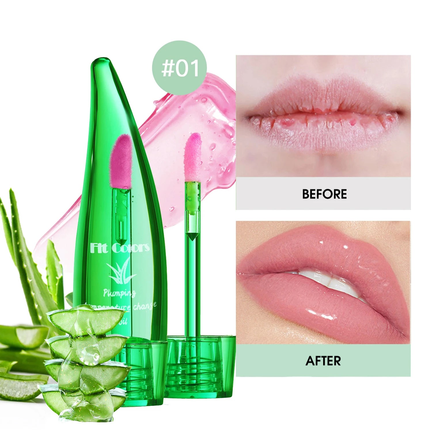 Plumping Lip Oil with Aloe Vera and Chilli | Temperature Activated Color Change | Moisturizing and Hydrating Lip Gloss for Fuller Lips