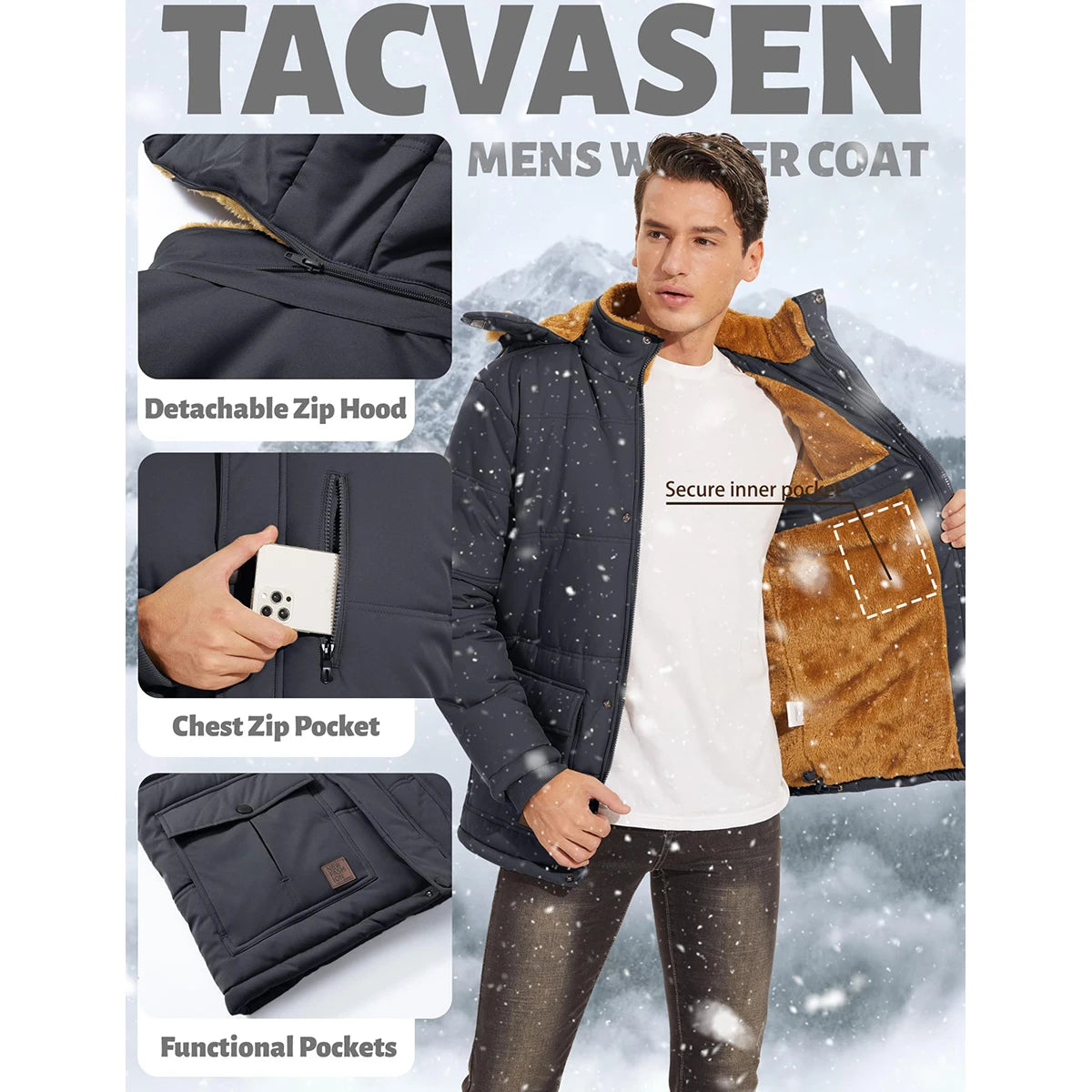 TACVASEN Fleece Lined Parka Jacket