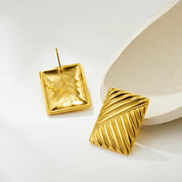 Gold Plated Textured Knot Twisted Geometric Stud Earrings