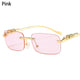 Rimless Square Sunglasses Retro Designer Gold Leopard Style Lenses