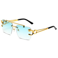 Trendy rectangular rimless sunglasses