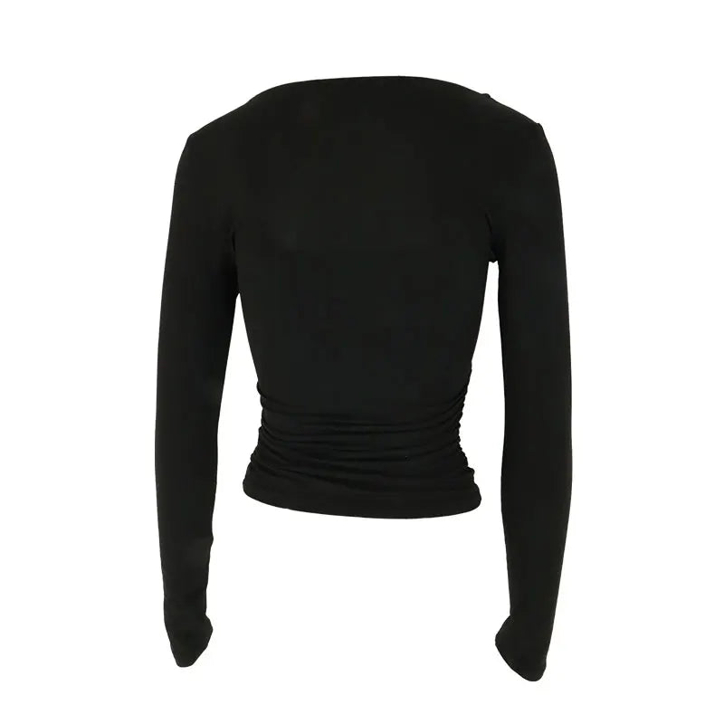 Stylish Solid T-shirt Long Sleeve Casual Versatile