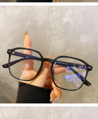 Square polygonal frame Plain glasses with blue membrane