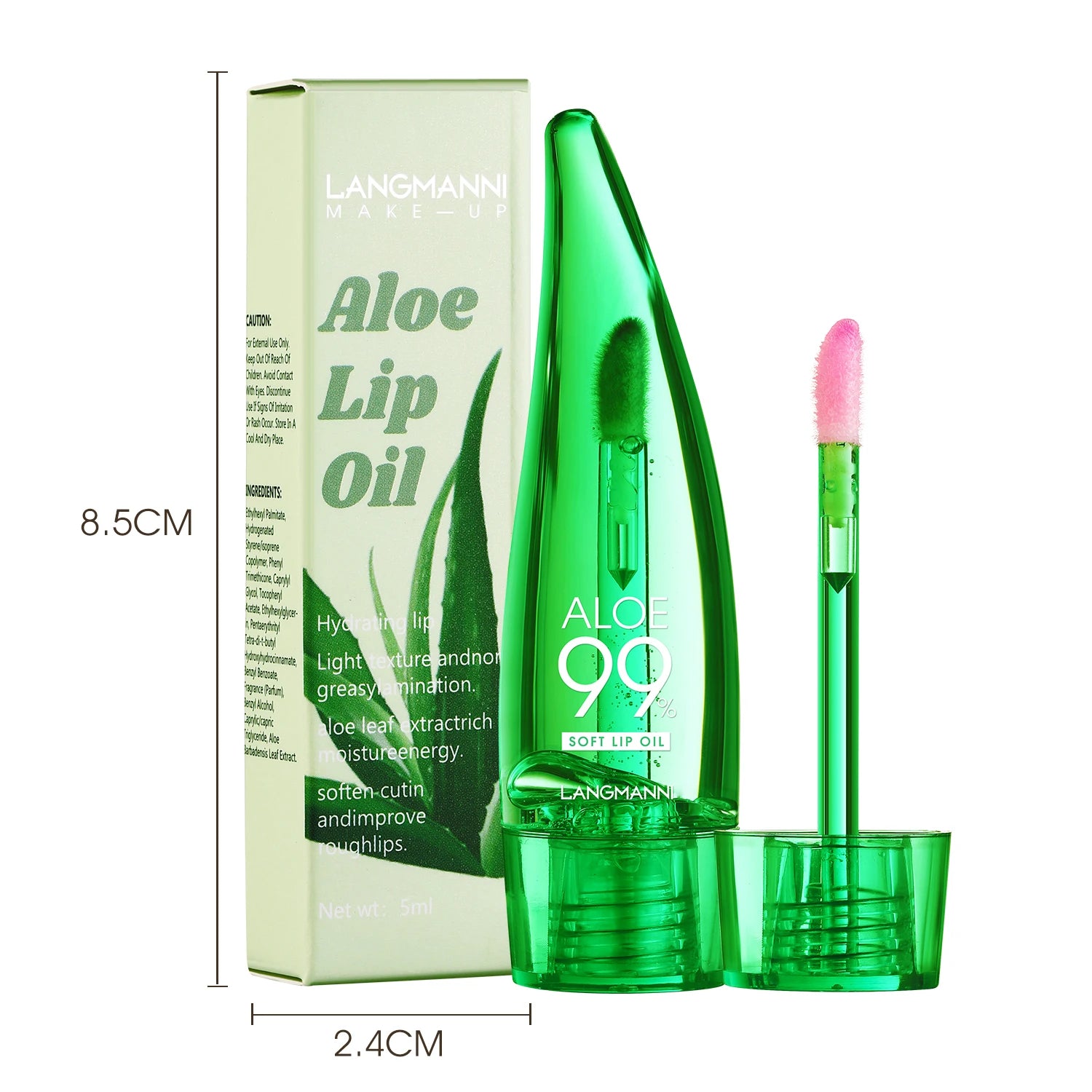 Langmanni Aloe Vera Moisturizing Lip Gloss - Color Changing Lip Glaze - Warming Sensation - Long Lasting Hydrating Lip Oil