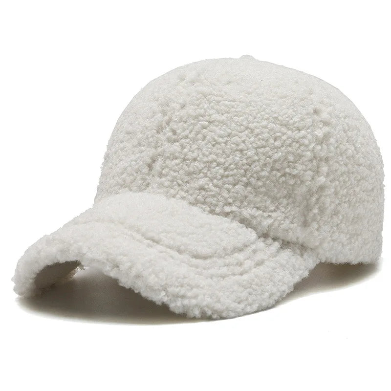 Solid Faux Lambswool Baseball Cap