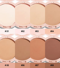 8 Color Matte Face Pressed Powder 24 Hours Oil Control Natural Setting Powder Foundation Full Coverage Waterproof Lasting Makeup