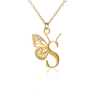 A - Z Initial Letter Collar Butterfly Necklace For WomenAzizaK