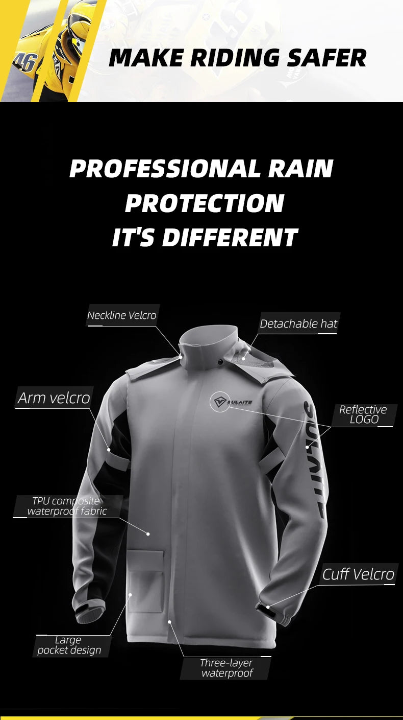 Men and women Jackets and pants Waterproof and breathable reflective raincoatAzizaK