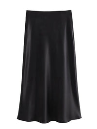 XNWMNZ Flowy Satin Midi Skirt