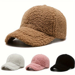 Solid Faux Lambswool Baseball Cap