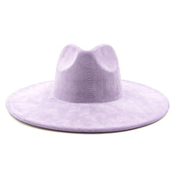 Suede fedora hat with heart shaped top, 3.75" brim