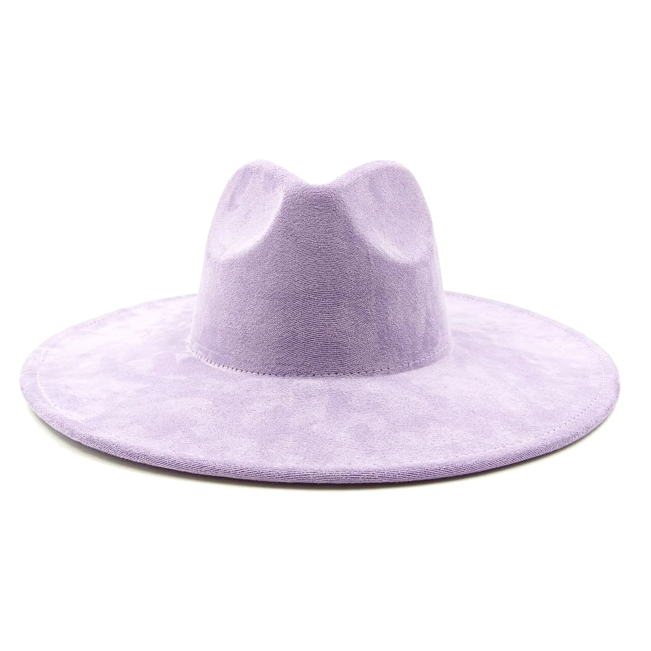 Suede fedora hat with heart shaped top, 3.75" brim