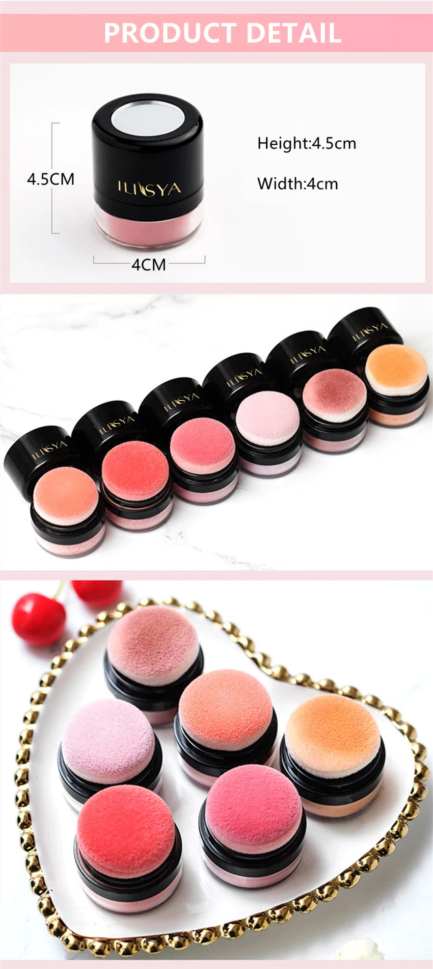 ILISYA Face Blusher Powder Cheek Rouge Nourishing Nude Makeup Brightening Complexion Repair Cosmetics Maquiagem