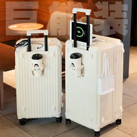 Large Capacity Valise Smart Travel Trolley Suitcase Luggage With USB Charger And Cup Holder