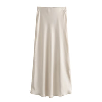 XNWMNZ Flowy Satin Midi Skirt