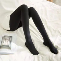 Insulated Tights Legs Faux Translucent Warm Plush Lined Elastic