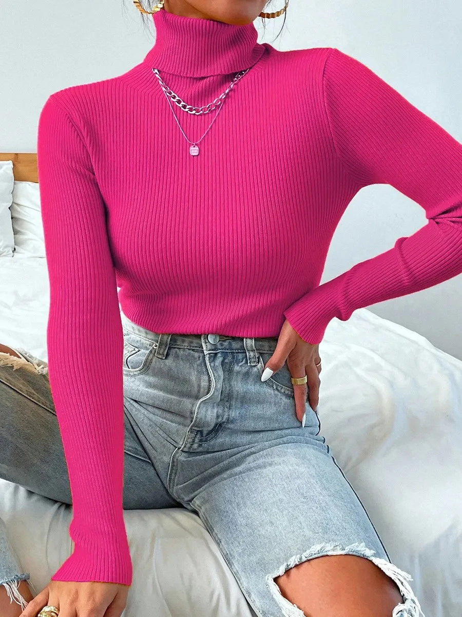 Long sleeve turtleneck knitted sweater