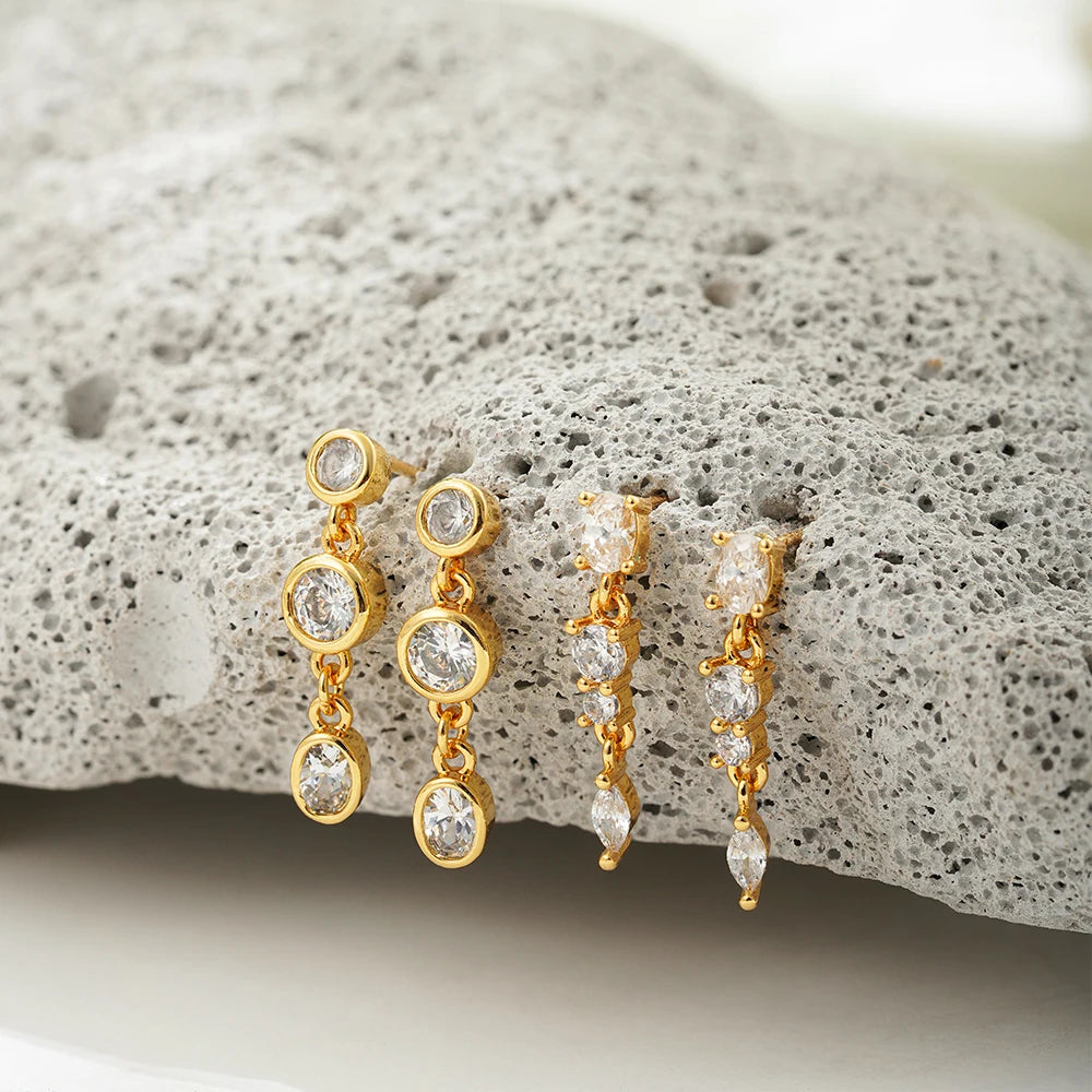 14k Gold Plated Small Zircon Stackable Hoop Earrings SetAzizaK