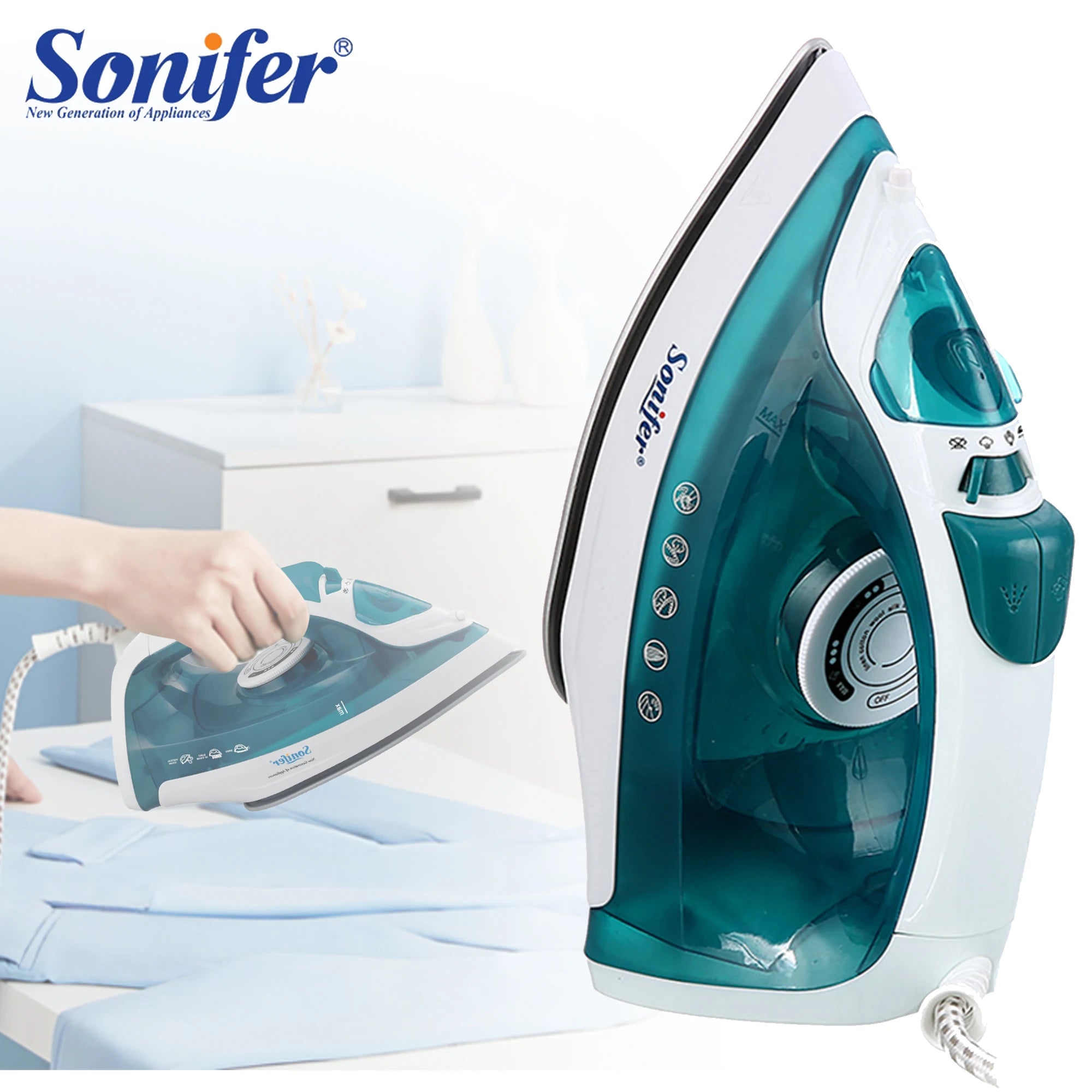 Electric Iron Portable Mini Garment Steamer Steam Iron For Clothing Iron Adjustable Ceramic Soleplate Iron For Ironing Sonifer