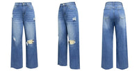 Jeans Wide Leg Pants Wash Holes