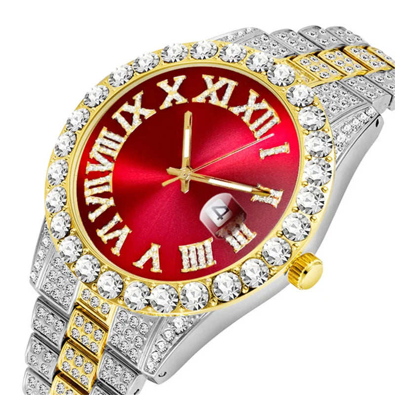 Montre Hip Hop Iced Out de marque de luxe avec diamant