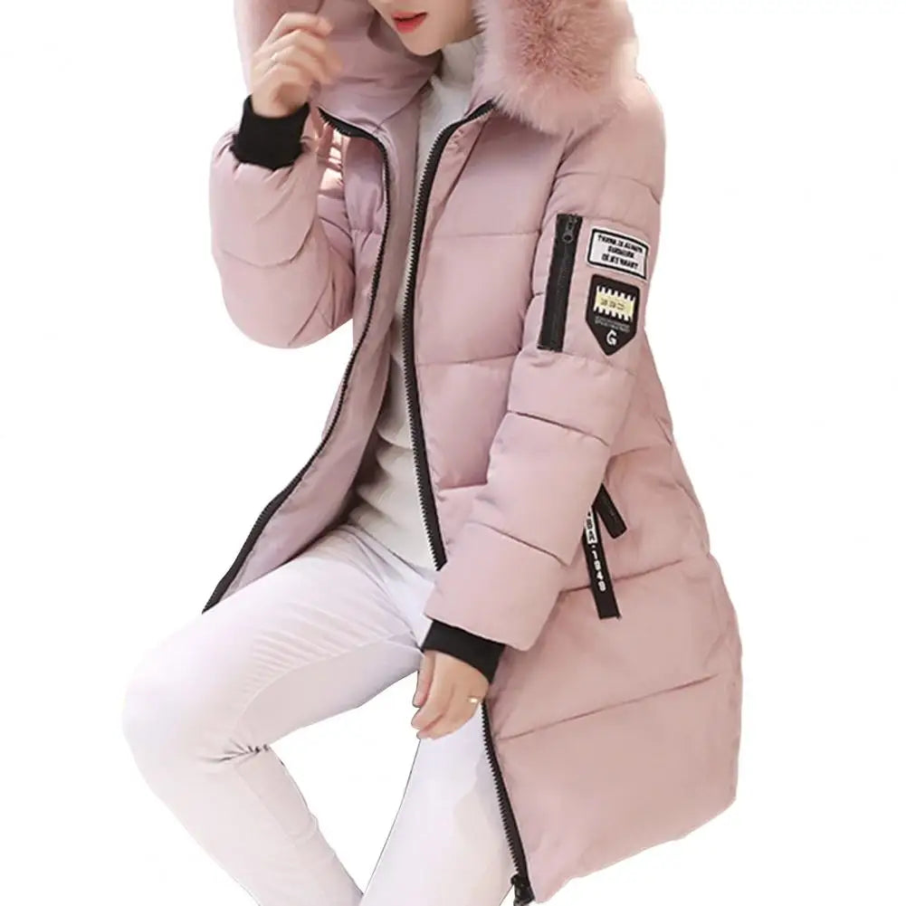 Warm Windproof Winter Coat Hooded Cotton Jacket with Zipper Pockets