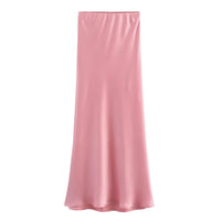 XNWMNZ Flowy Satin Midi Skirt