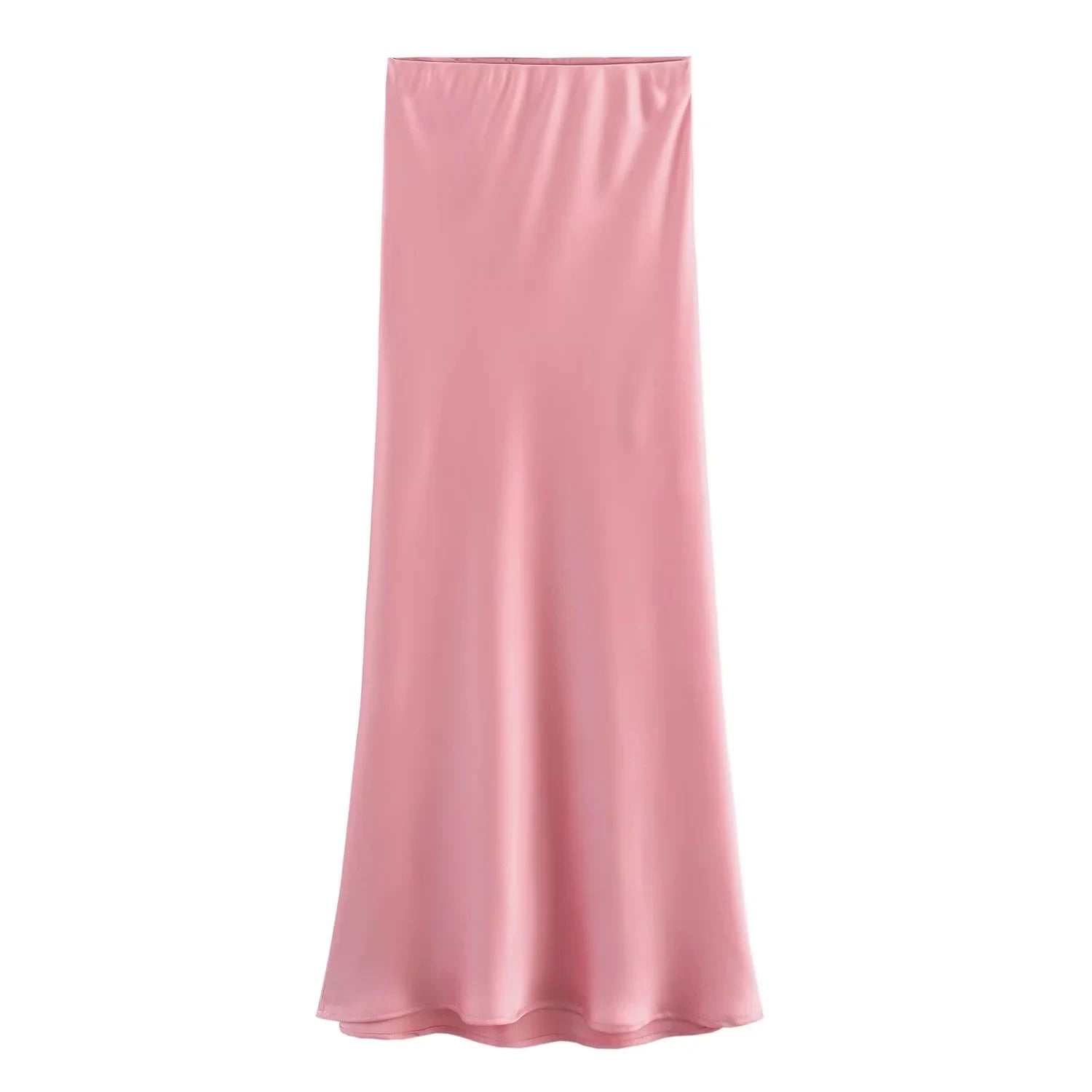 XNWMNZ Flowy Satin Midi Skirt