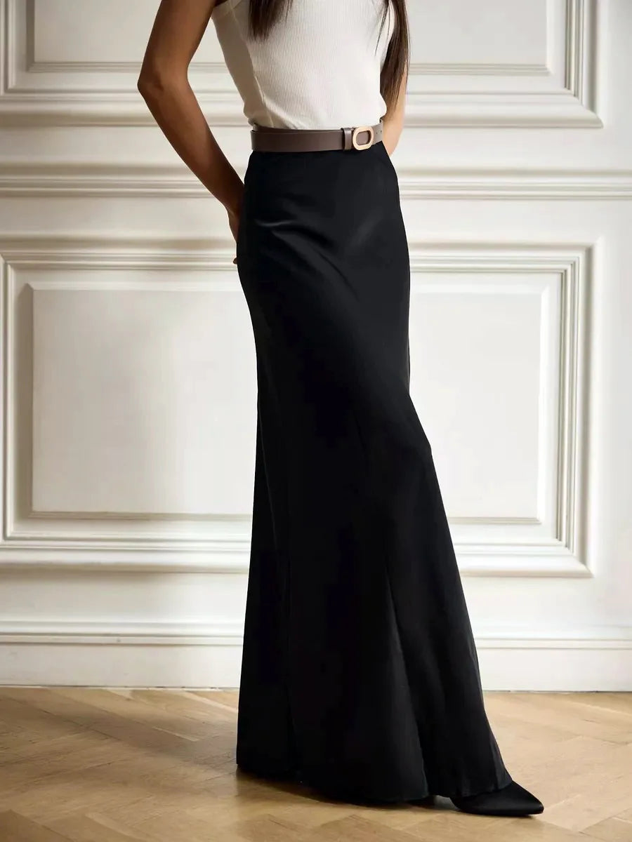 Simple and elegant satin skirt