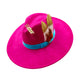 Suede fedora hat with heart shaped top, 3.75" brim