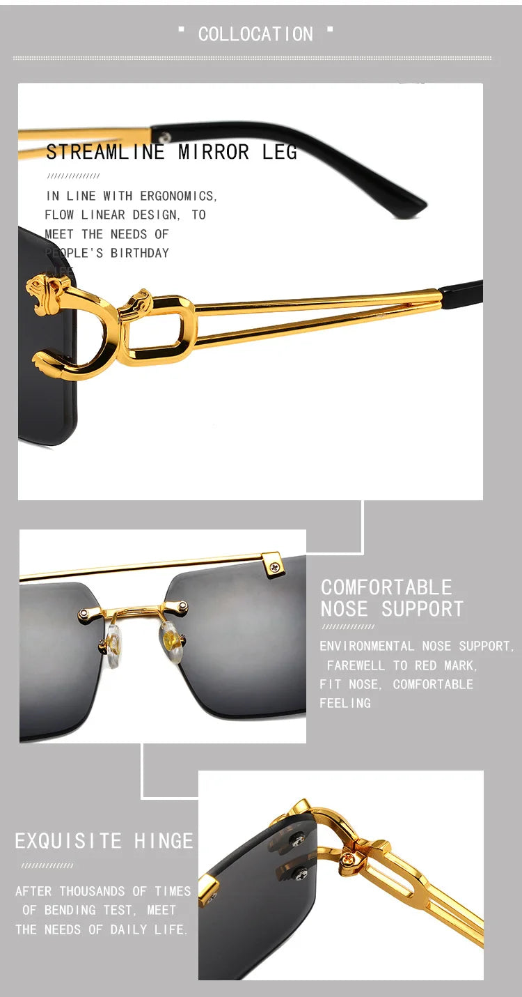 Trendy rectangular rimless sunglasses