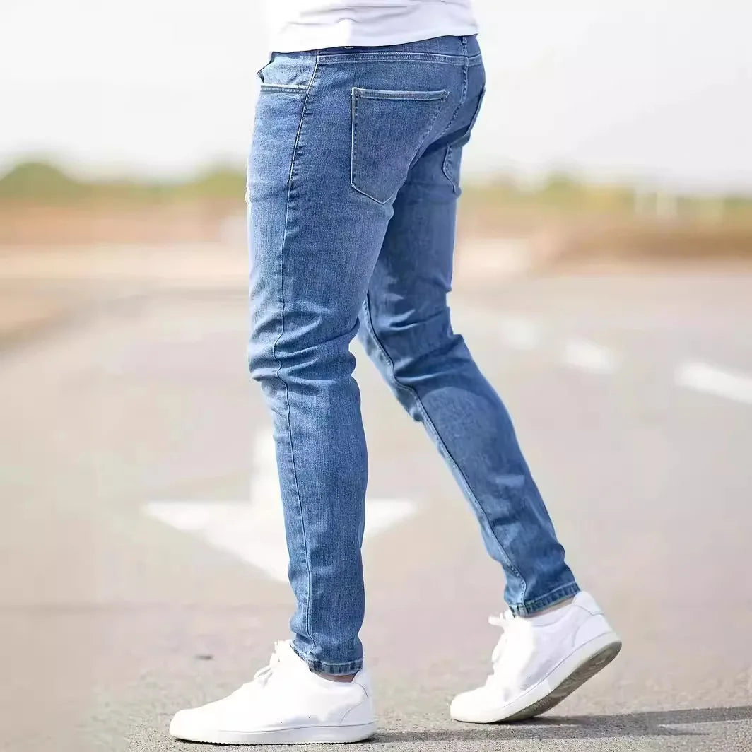 Ripped Skinny Vintage Wash Solid Pencil Jeans