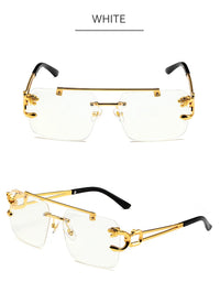 Trendy rectangular rimless sunglasses