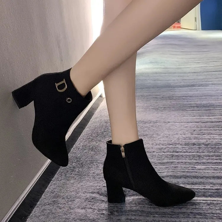 Women Ankle Boots Black Leather